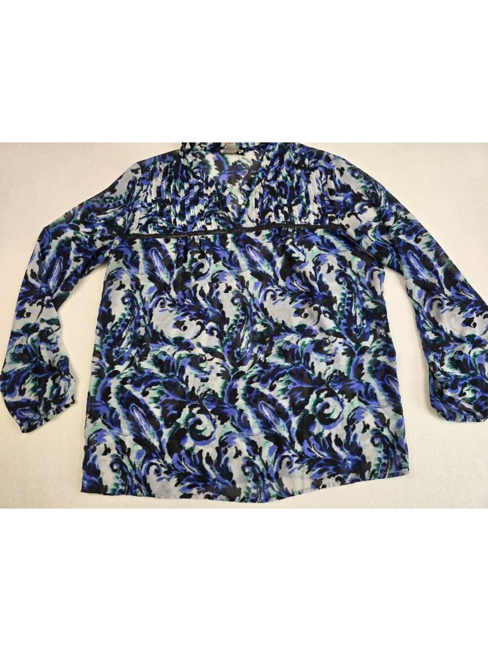 Ann Taylor Loft Long Sleeve Floral Print Blouse Lightweight Sheer
